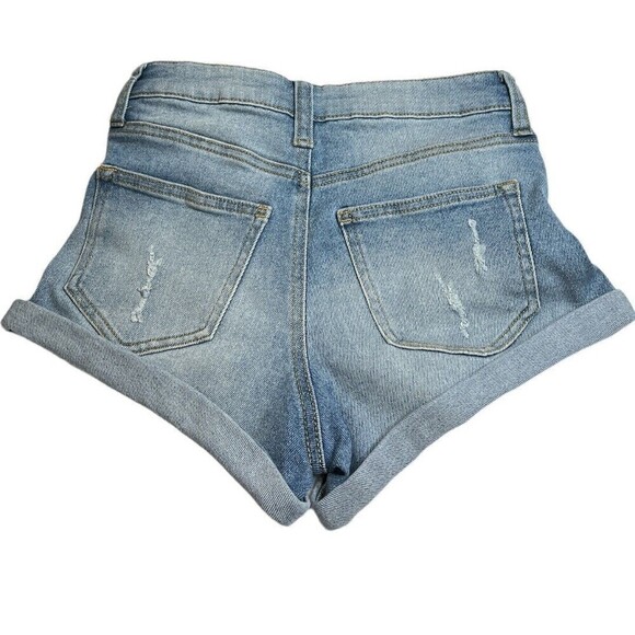 CELEBRITY PINK THE ICONIC DISTRESSED CUFFED DEMIN SHORTS SIZE 1/25 - Picture 2 of 12